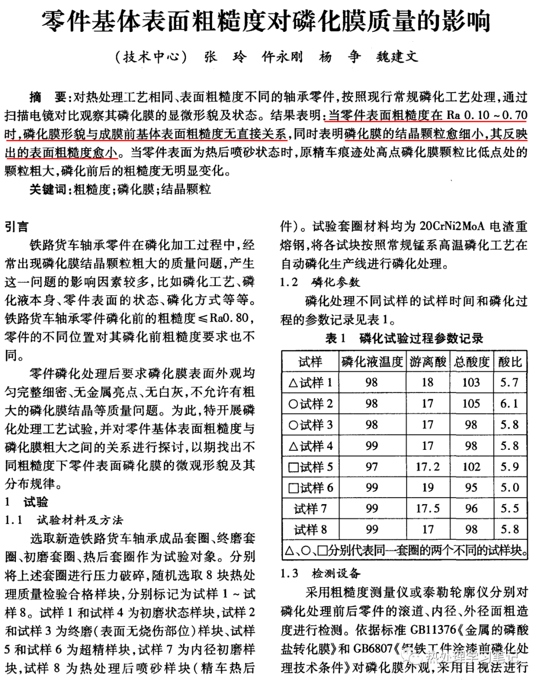 零件基体表面粗糙度对磷化膜质量的影响-钢铁百科